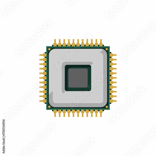 Simple Flat Illustration of a CPU Component