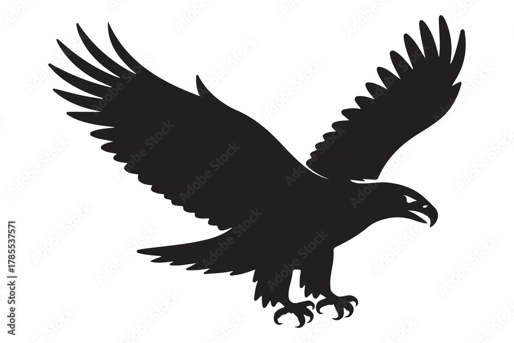 Obraz premium Majestic eagle in flight with wings spread wide silhouette