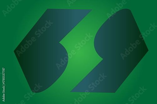 Abstract green gradient shapes with cutout symmetry — vector geometric background