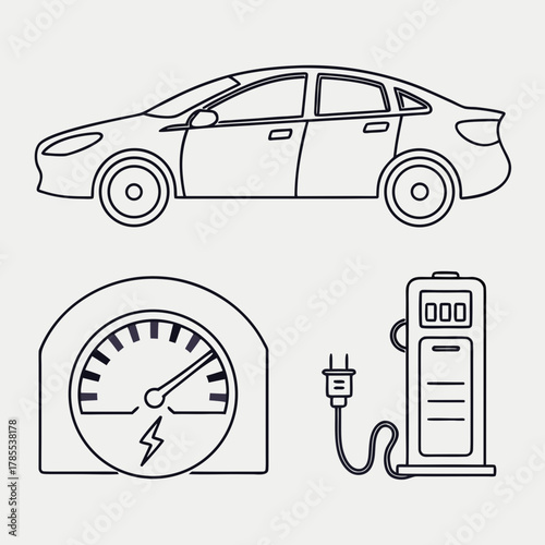 Electric car charging at station vehicle connected to charger renewable energy source eco friendly transport future of transportation