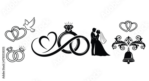 Wedding vector graphic design elements for invitation and decor