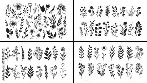 Floral Illustration Vector, Botanical Line Drawing, Hand Drawn Flower Sketch, Minimal Botanical Artwork, Nature Inspired Flower Design, Black and White Floral Art, Elegant Garden Vector, Decorative Na