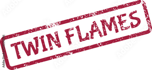 Twin Flames deep red grunge stamp symbolizing spiritual connection and destiny partnership