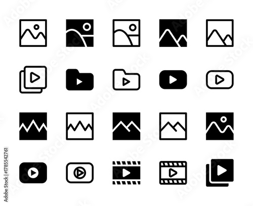 20 Image and Video Icons Line and Solid style for Visual Media