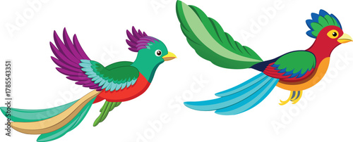 colorful bird illustration, exotic tropical bird, green quetzal art, rainforest animal vector, wildlife bird design, jungle parrot clipart, tropical nature drawing, wild bird character, flying bird de