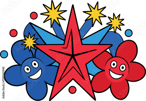  cartoon star illustration, colorful explosion art, fun pop design, comic burst vector, emoticon star doodle, energetic character design, bright star clipart, cheerful pop art, dynamic icon cartoon, h