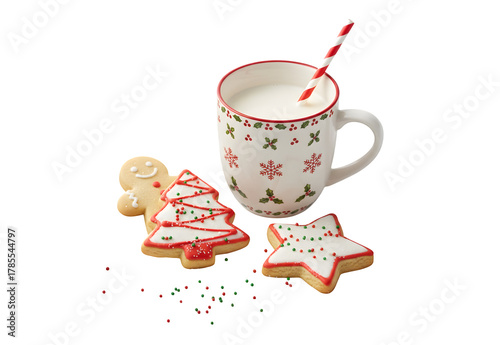 Holiday milk mug and cookies

