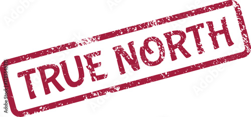 This authentic True North grunge rubber stamp symbolizes clear direction and unwavering purpose