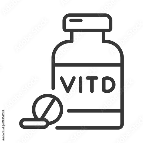 Vitamin D Icon Illustration with Outline Style Variation