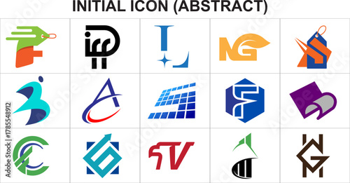 Abstract modern initial logo design vector, creative letter monogram symbol for business branding, minimal geometric style corporate identity template, professional alphabet logo concept illustration.