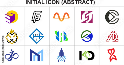 Abstract modern initial logo design vector, creative letter monogram symbol for business branding, minimal geometric style corporate identity template, professional alphabet logo concept illustration.