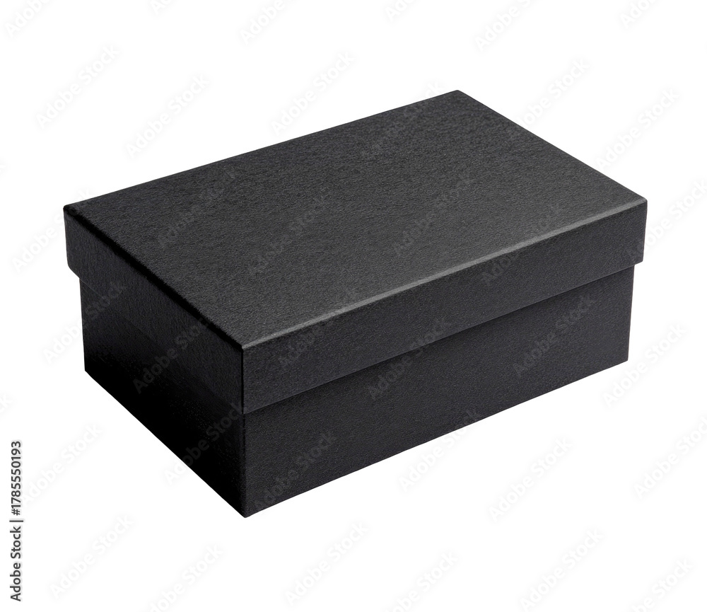Fototapeta premium Matte black, rectangular box with a lid on dark background