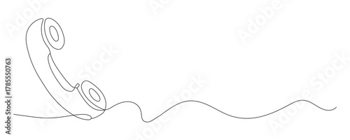 Continuous one line drawing of a telephone icon. Call icon continuous one line drawing vector illustration. Editable stroke