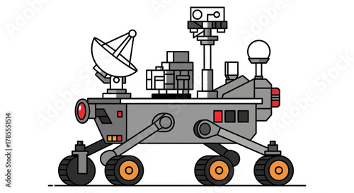 Unique Mars rover illustration for educational resources or science projects