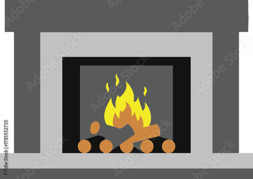 Modern Fireplace with Firewood