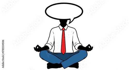 Business person finds inner peace meditating, ready to share ideas