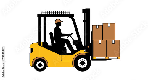 Forklift operator moving boxes in a warehouse loading area