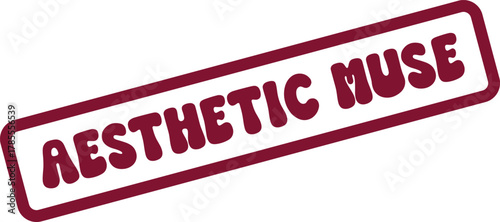 Aesthetic Muse stamp with worn texture and rich crimson ink impression