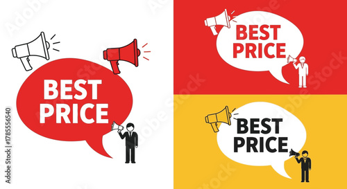 Announce amazing deals with vibrant 'Best Price' megaphone graphics