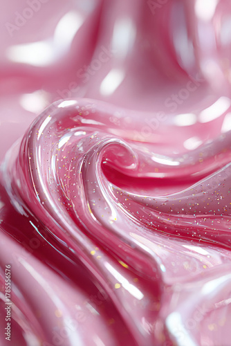 Aesthetic glossy wallpaper with iridescent pink liquid waves