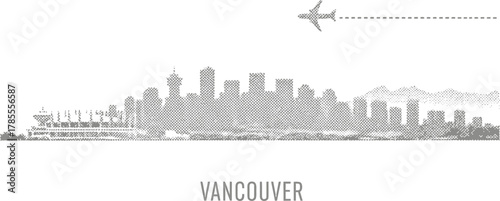 Vancouver Skyline Airplane Travel Illustration
