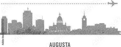 Augusta Skyline with Airplane and Dotted Line