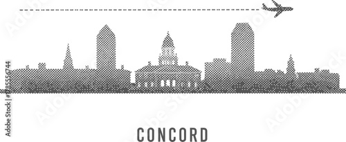 Concord New Hampshire Skyline with Airplane