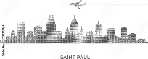 Saint Paul Skyline with Airplane and Contrail Graphic