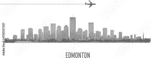 Edmonton Skyline with Airplane and Trail