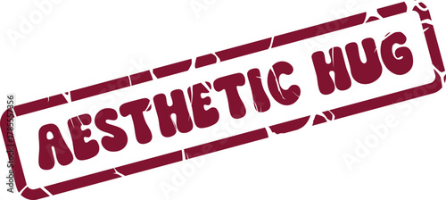 Comforting Maroon Rectangular Stamp Imprint Exhibiting Bold Aesthetic Hug Text for Warm Messaging