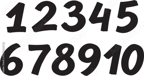 Numbers from one to ten in black
