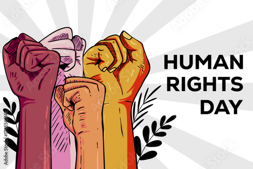 international human rights day background in hand drawn style