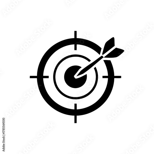 Single Target Icon – Flat Vector Symbol of Goal and Achievement