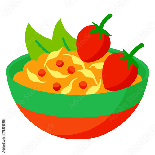 Som Tum Thai Papaya Salad with Chili and Peanuts Vector Illustration