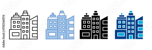 Buildings Icon Set Multiple Style Collection