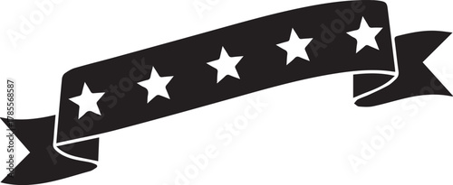 Black ribbon banner with white stars symbolizing awareness and support for world aids day