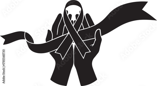 World aids day symbol red ribbon held in hands for awareness and support