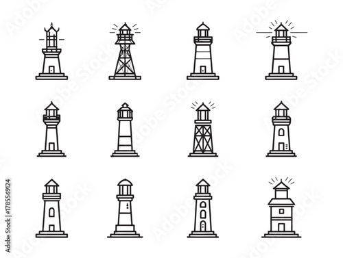 Lighthouse line art standing tall alone