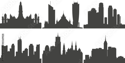 City Silhouette Collection Urban Landscape Architecture Building Skyline Design Graphic