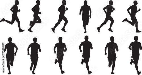 Silhouette of runners showcases dynamic movement, athletic prowess, and the spirit of competition, perfect for sports and fitness themes