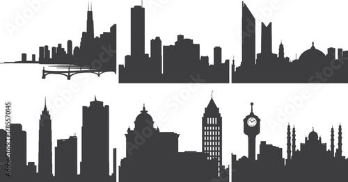 Cityscapes Silhouettes Famous Global Landmarks Urban Icons Detailed Vector Collection