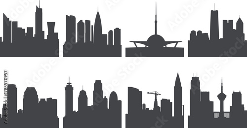 Skyline Silhouette Collection City Scapes Vector Art Urban Landscape Architecture Designs