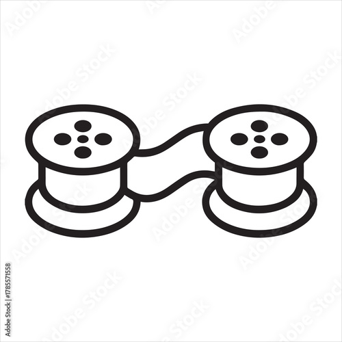 Typewriter ribbon dual spool cartridge outline icon vector
