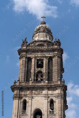 Facade of the Mexico City Cathedral, in the Zocalo of Mexico City.
