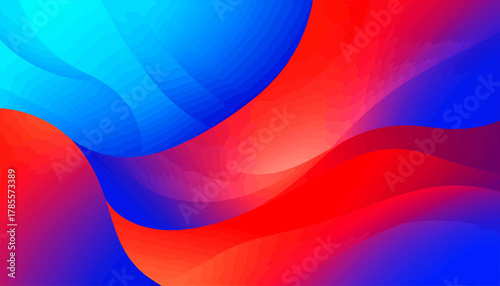 Vibrant Abstract Fluid Swirls of Blue and Red.