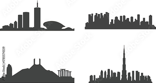 Cityscape Modern Urban Skyline Silhouette Landmark Architecture Building Travel Design