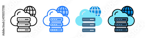 Web Hosting Icon Collection Set Multiple Style