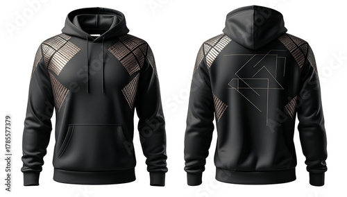 Black Hoodie Mockup Front and Back View with Modern Design