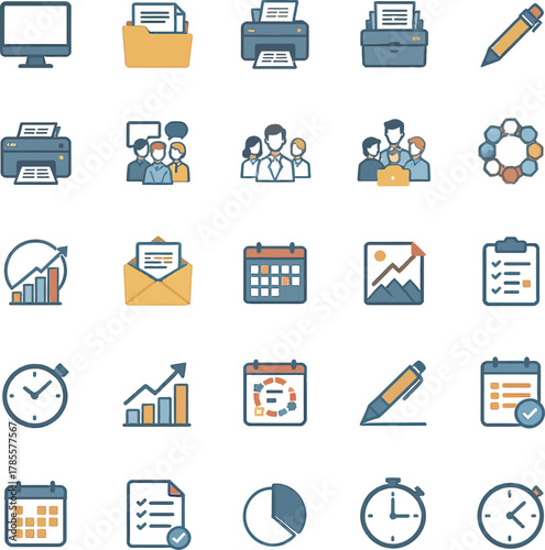 Business Productivity Icon Set For Efficiency And Work Management Tools