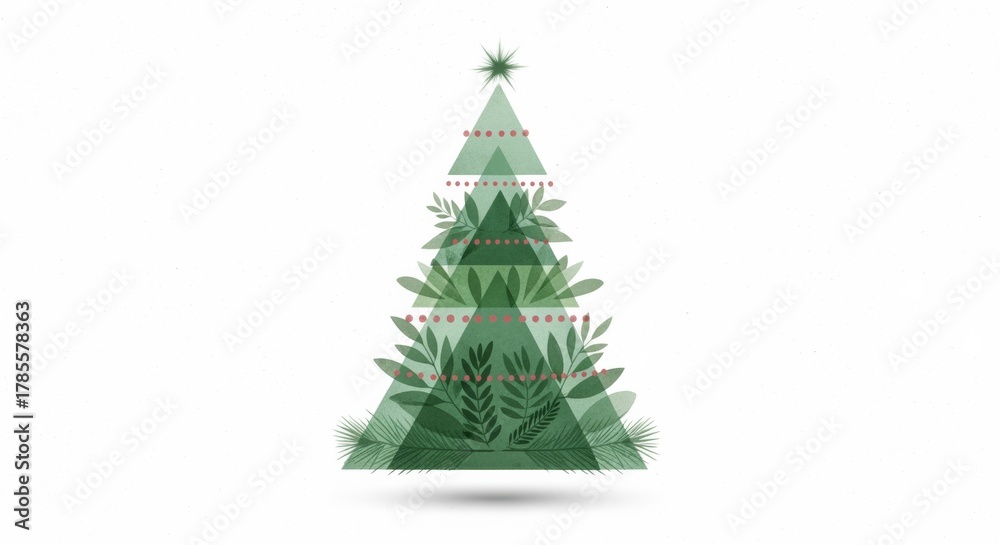 Fototapeta premium Stylized evergreen tree illustration with geometric shapes